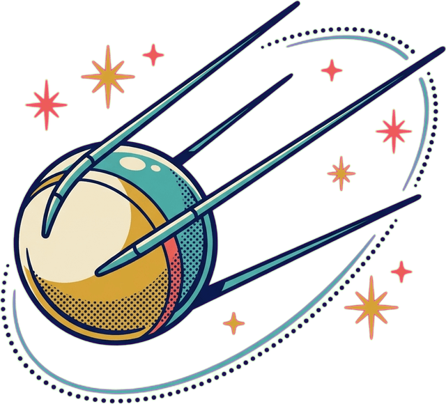 A Sputnik-style satellite in orbit
